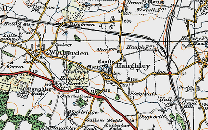 Old map of Haughley in 1921