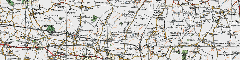 Old map of Haughley Green in 1921