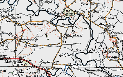 Old map of Haughton in 1921