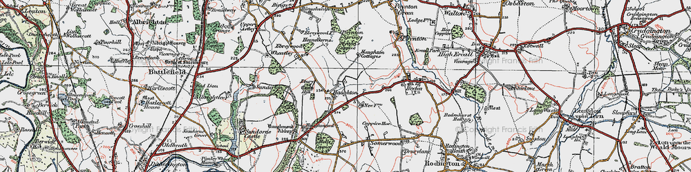 Old map of Haughmond Abbey in 1921