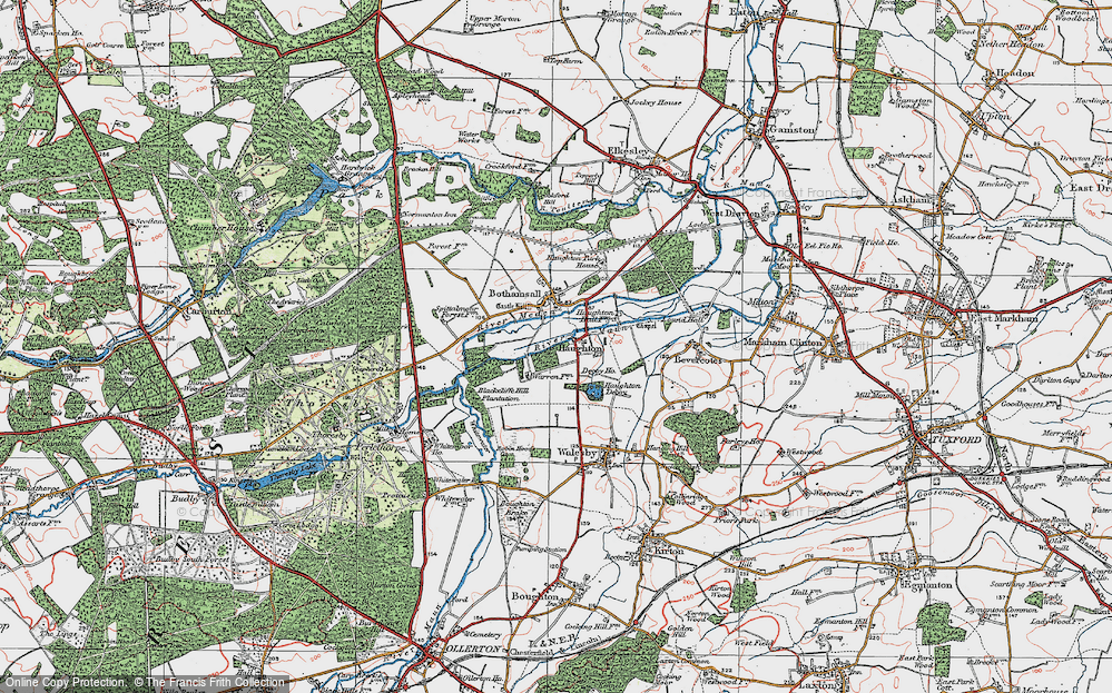 Old Map of Historic Map covering Blackcliffe Hill Plantation in 1923