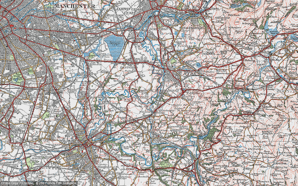 Old Map of Haughton Green, 1923 in 1923