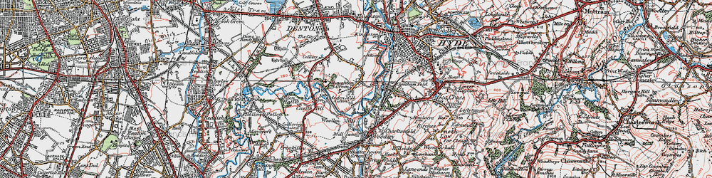Old map of Haughton Green in 1923