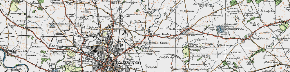 Old map of Haughton Le Skerne in 1925