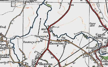 Old map of Hauxton in 1920