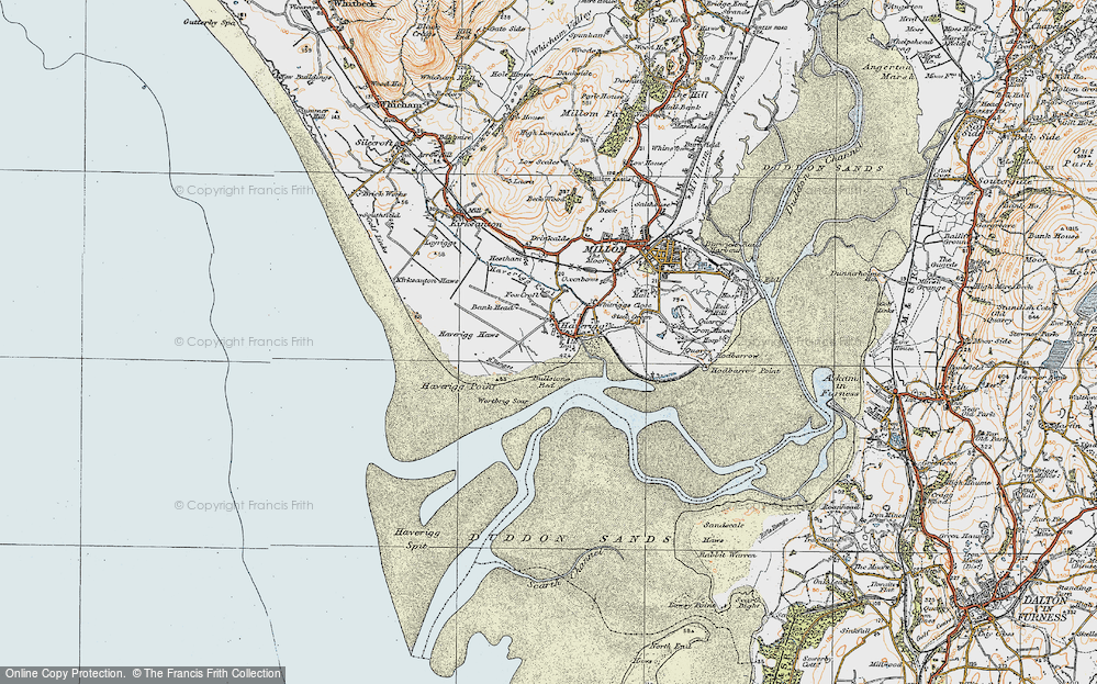 Old Map of Historic Map covering Bullstone Bed in 1925