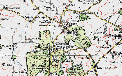 Old map of Havering-atte-Bower in 1920