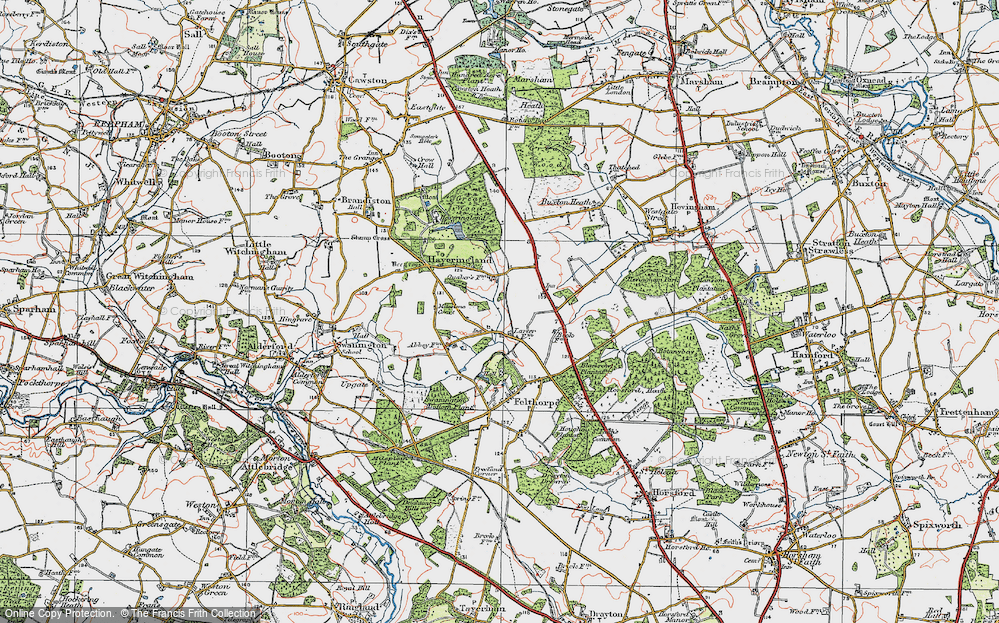 Old Map of Haveringland, 1922 in 1922