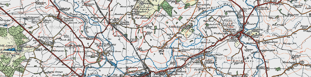 Old map of Haversham in 1919