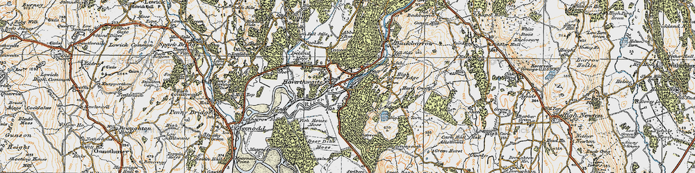 Old map of Haverthwaite in 1925