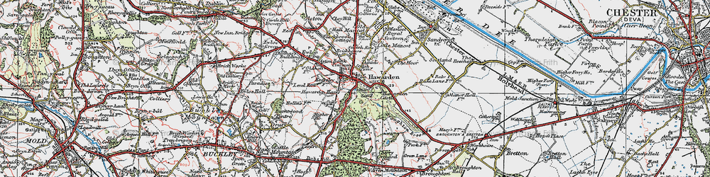 Old map of Hawarden in 1924