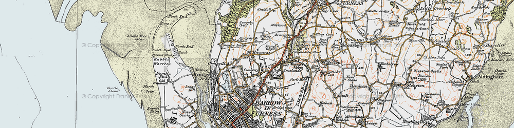 Old map of Hawcoat in 1924