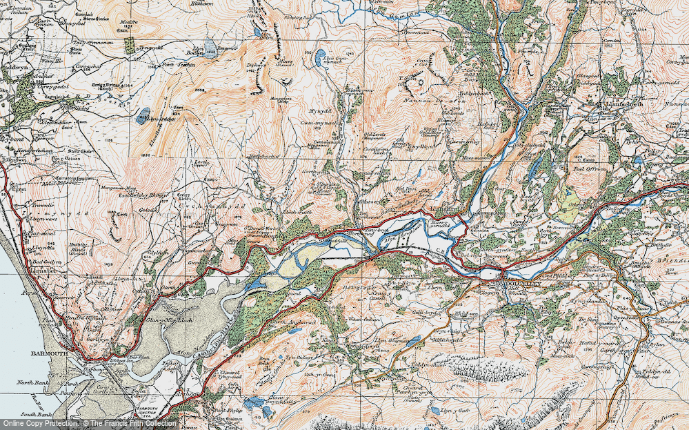 Old Map of Historic Map covering Afon Cwm-mynach in 1922