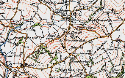 Old map of Blaenwern in 1923