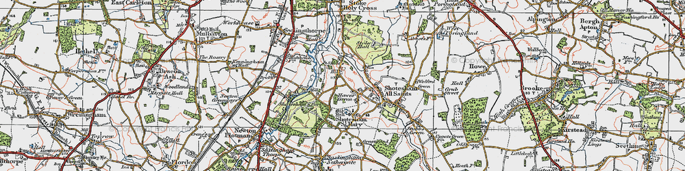 Old map of Hawes' Green in 1922