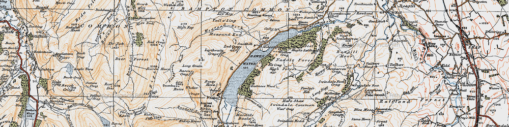 Old map of Woof Crag in 1925