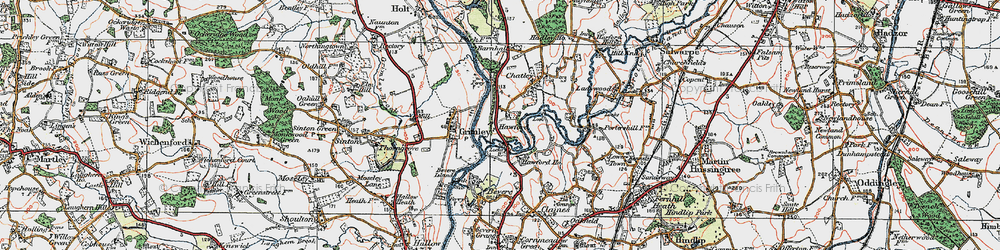 Old map of Hawford in 1920