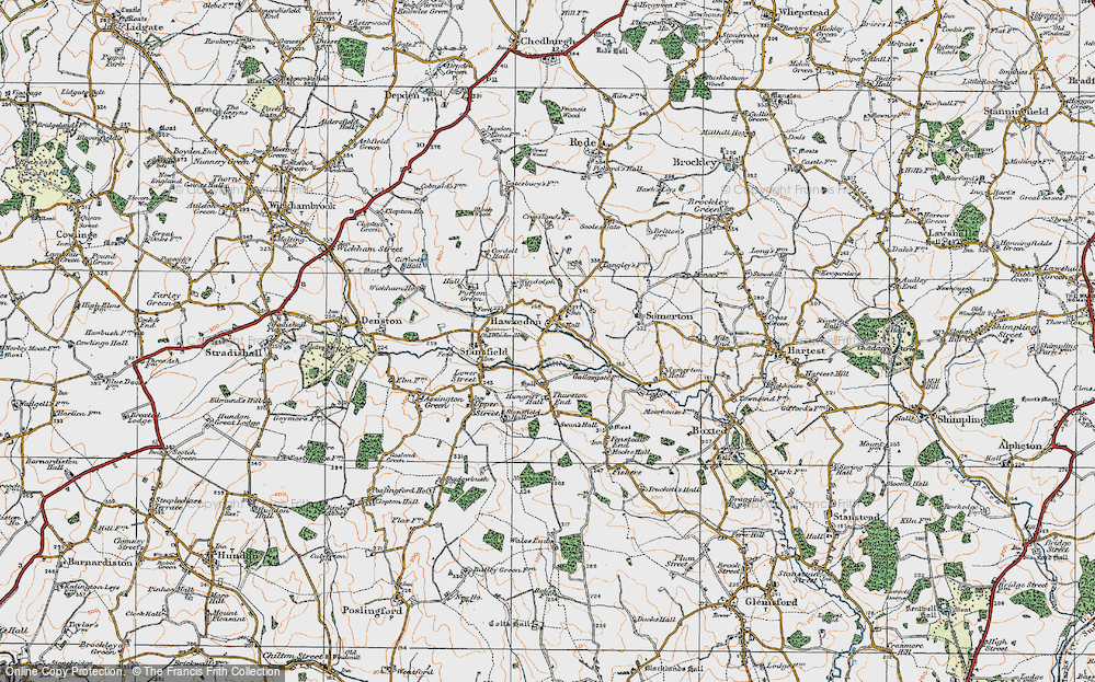 Old Map of Hawkedon, 1921 in 1921