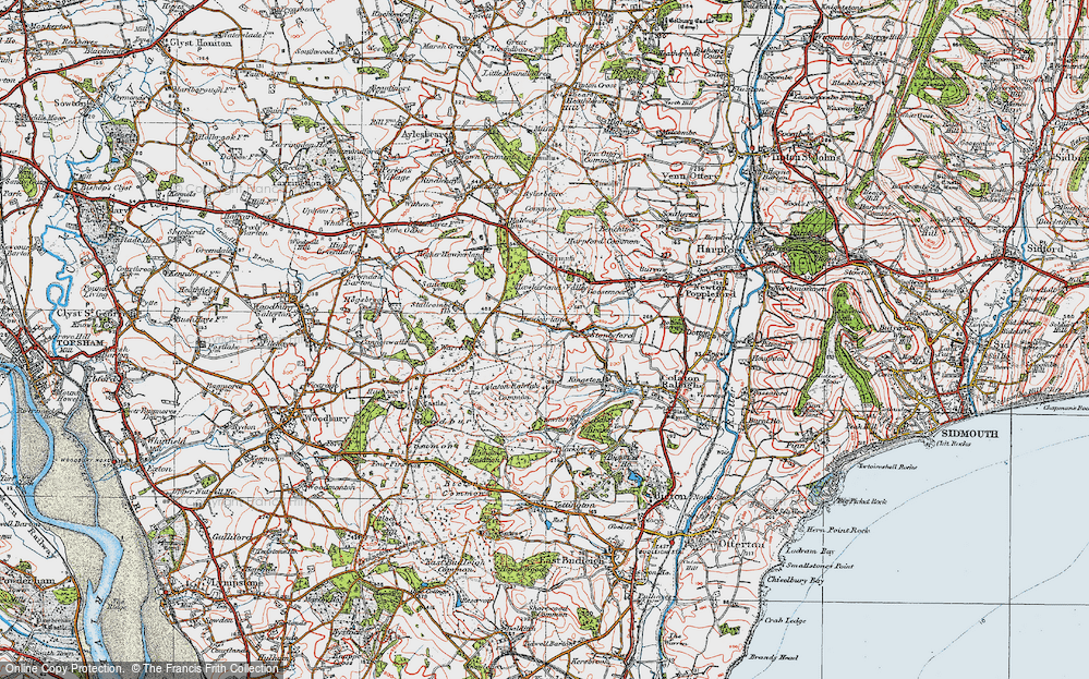 Old Map of Hawkerland, 1919 in 1919