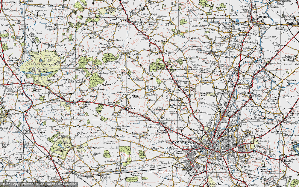 Old Map of Hawkes End, 1920 in 1920