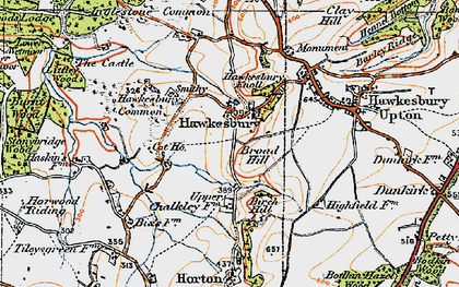 Old map of Hawkesbury Common in 1919