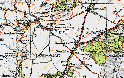 Old map of Hawkesbury Upton in 1919