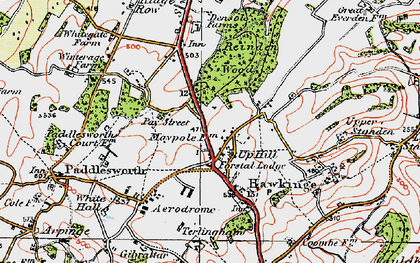 Old map of Hawkinge in 1920