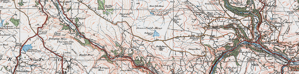 Old map of Bride Stones Moor in 1925