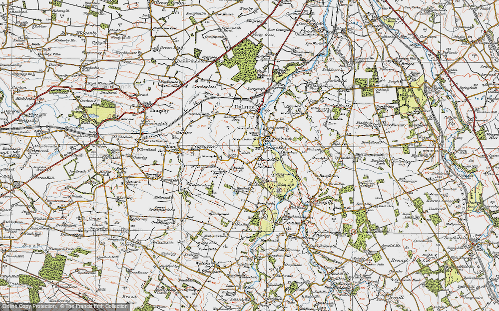 Old Map of Hawksdale, 1925 in 1925