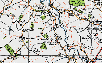 Old map of Hawkspur Green in 1919