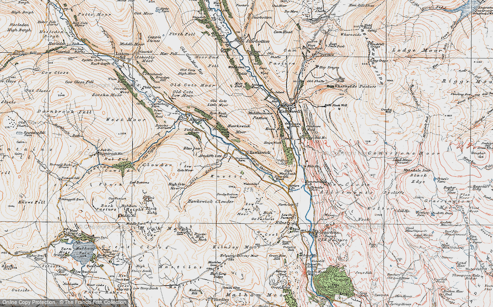Old Map of Historic Map covering Wharfedale in 1925