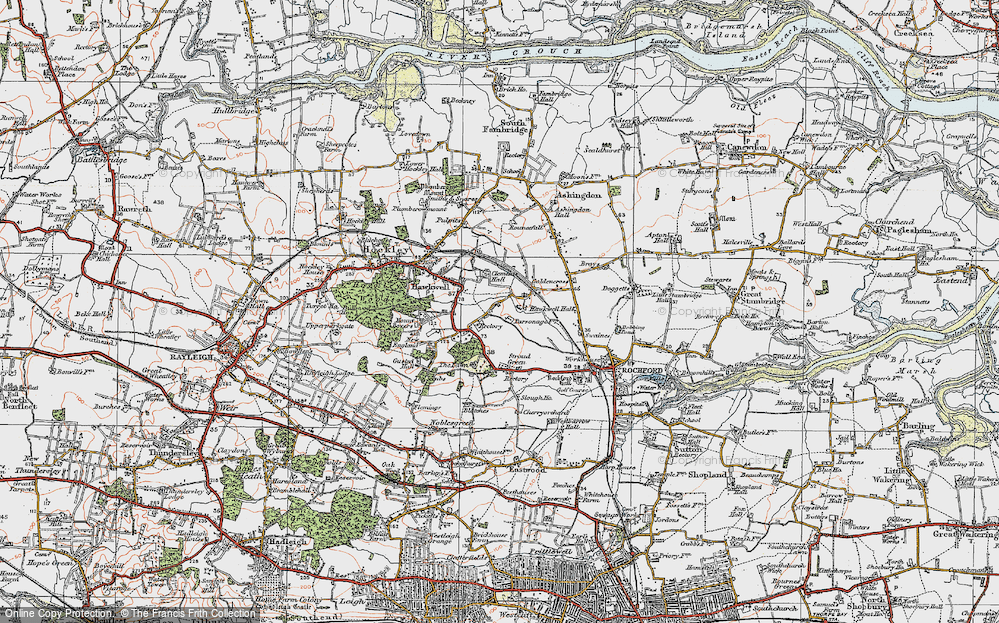 Old Map of Hawkwell, 1921 in 1921