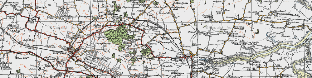 Old map of Hawkwell in 1921