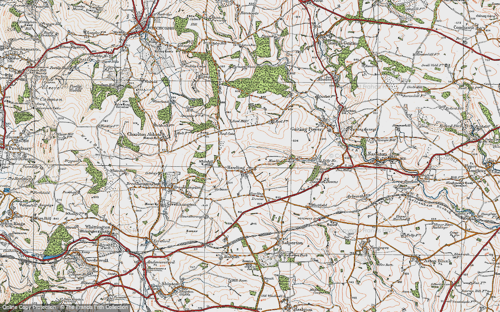 Old Map of Historic Map covering Windrush Hill in 1919