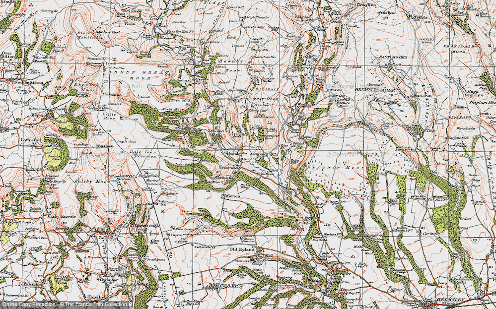 Old Map of Hawnby, 1925 in 1925