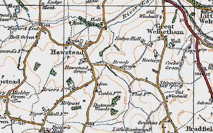 Old map of Hawstead Green in 1921