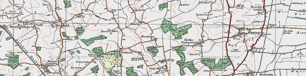Old map of Hawthorpe in 1922