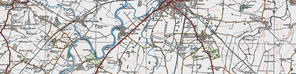 Old map of Hawton in 1921