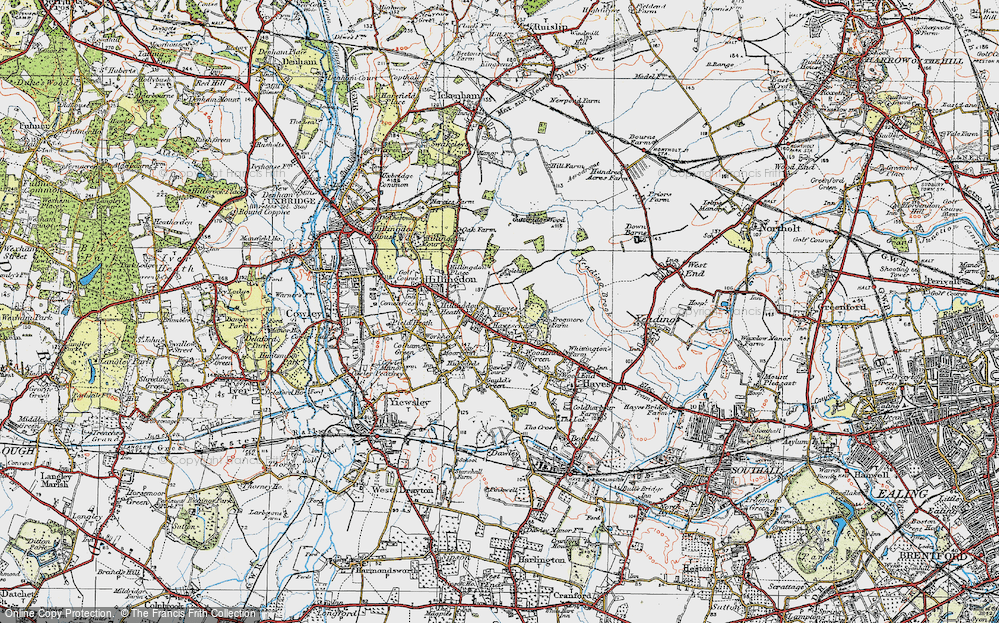 Old Map of Hayes End, 1920 in 1920