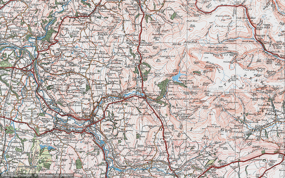 OLD ORDNANCE SURVEY MAP HAYFIELD 1919 BIRCH QUARRY BOWDEN BRIDGE OLLERSETT 