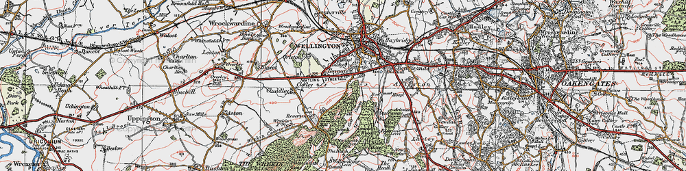 Old map of Haygate in 1921