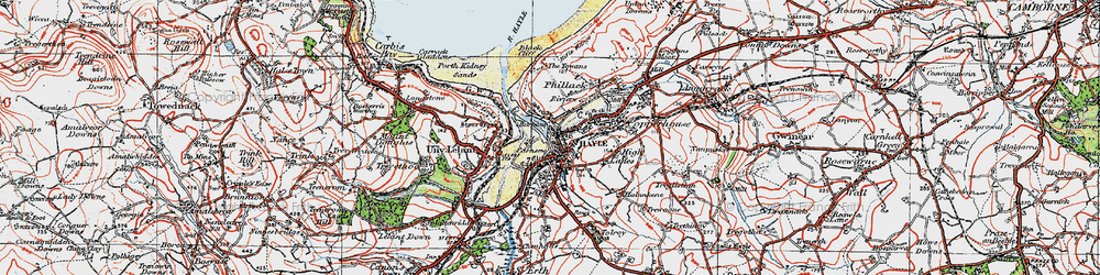 Old map of Hayle in 1919