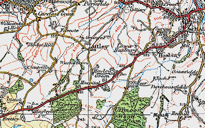 Old map of Hayley Green in 1921