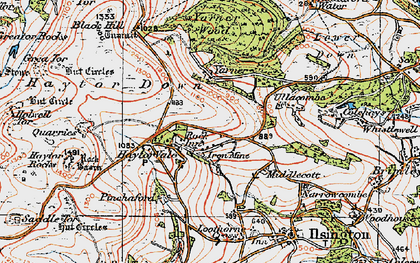 Old map of Haytor Vale in 1919