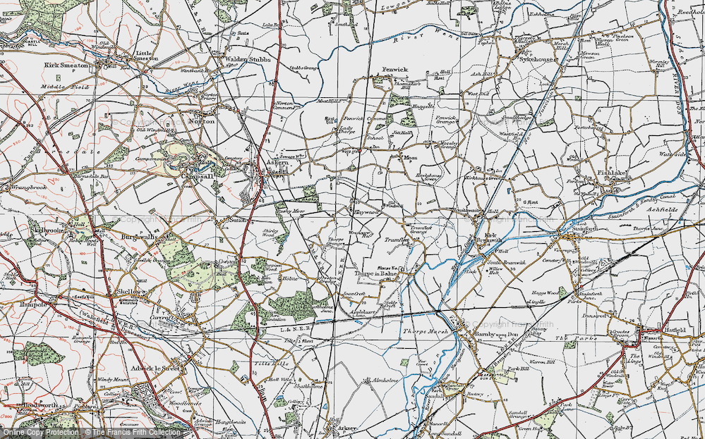 Old Map of Historic Map covering Wrancarr Ho in 1923