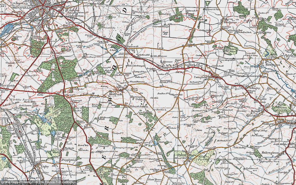 Old Map of Historic Map covering Oxton Grange in 1923