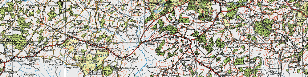 Old map of Hazard's Green in 1920