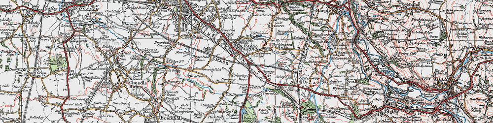 Old map of Hazel Grove in 1923
