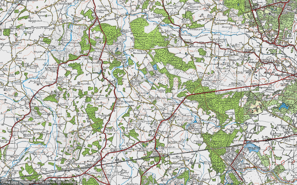 Old Map of Historic Map covering Bramshill Ho (Police College) in 1919