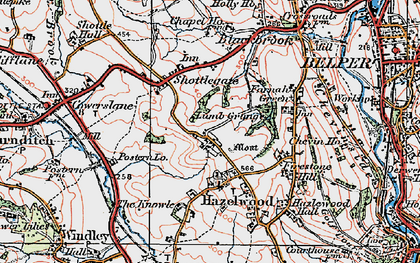 Old map of Windley Meadows in 1921